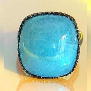 Natural 18 ct‎ Not Enhanced Aquamarine 925 Sterling Silver Ring Sz 7.5